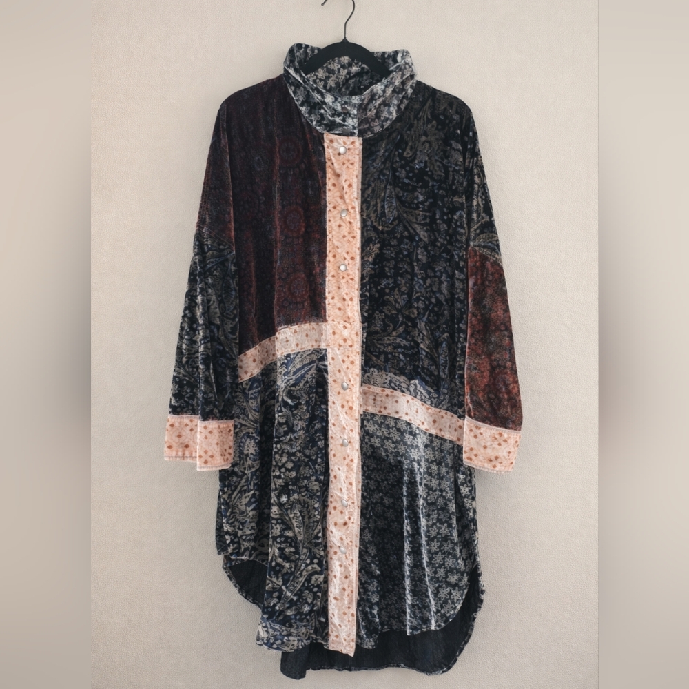 We The Free Free People Vancouver Velvet Shacket Oversized M Boho Kimono Jacket